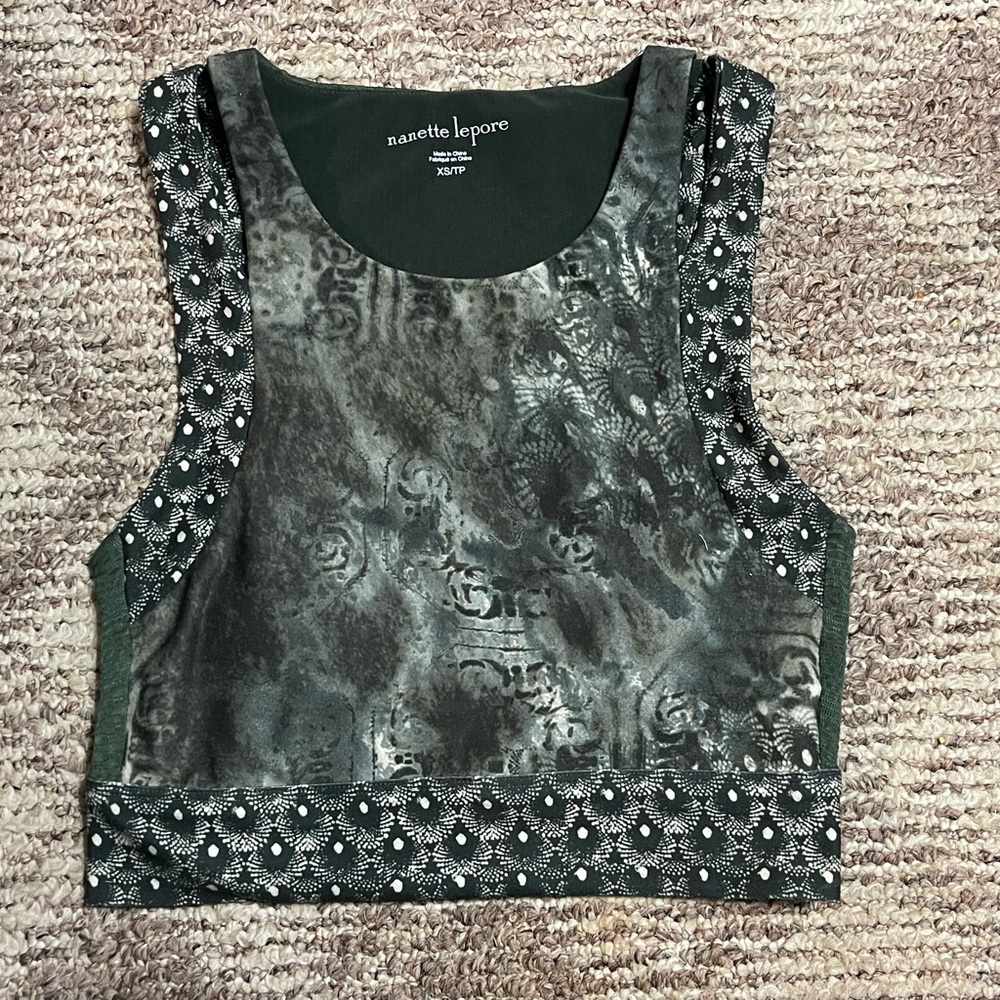 Nanette Lepore Green and Black Sports Bra Sz XS NEW!